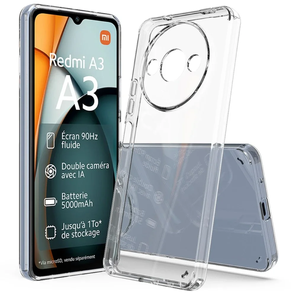tectTech Xiaomi Redmi A3 Crystal Hybrid-deksel, Gjennomsiktig