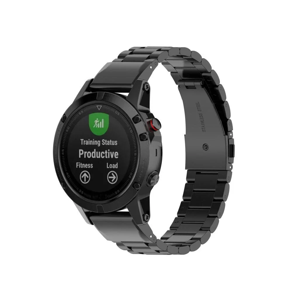 Garmin Fenix 5/Fenix 5 Plus Elegant lenkereim i metall, Svart Garmin Fenix 5/Fenix 5 Plus Elegant lenkereim i metall, Svart