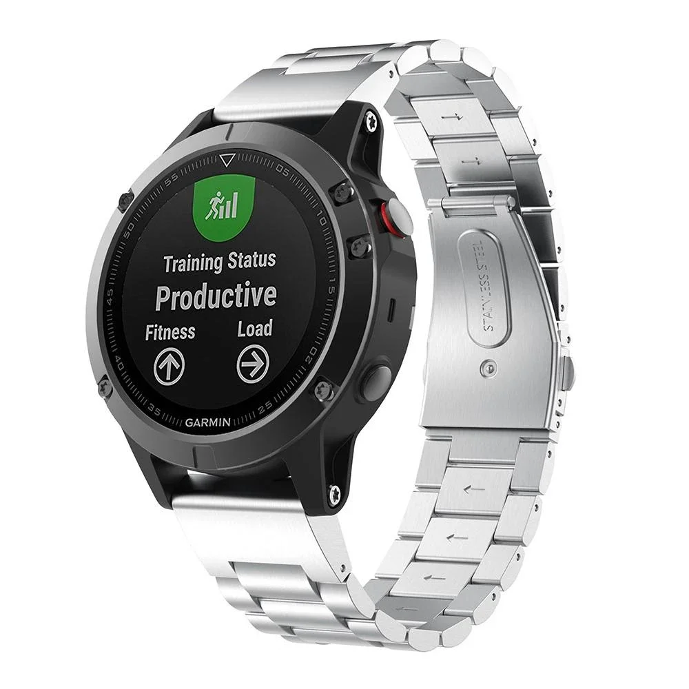 Garmin Fenix 5/Fenix 5 Plus Elegant lenkereim i metall, Sølv Garmin Fenix 5/Fenix 5 Plus Elegant lenkereim i metall, Sølv