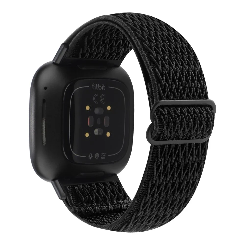 Fitbit Versa 3 Elastisk Reim i Vevd Nylon, Svart