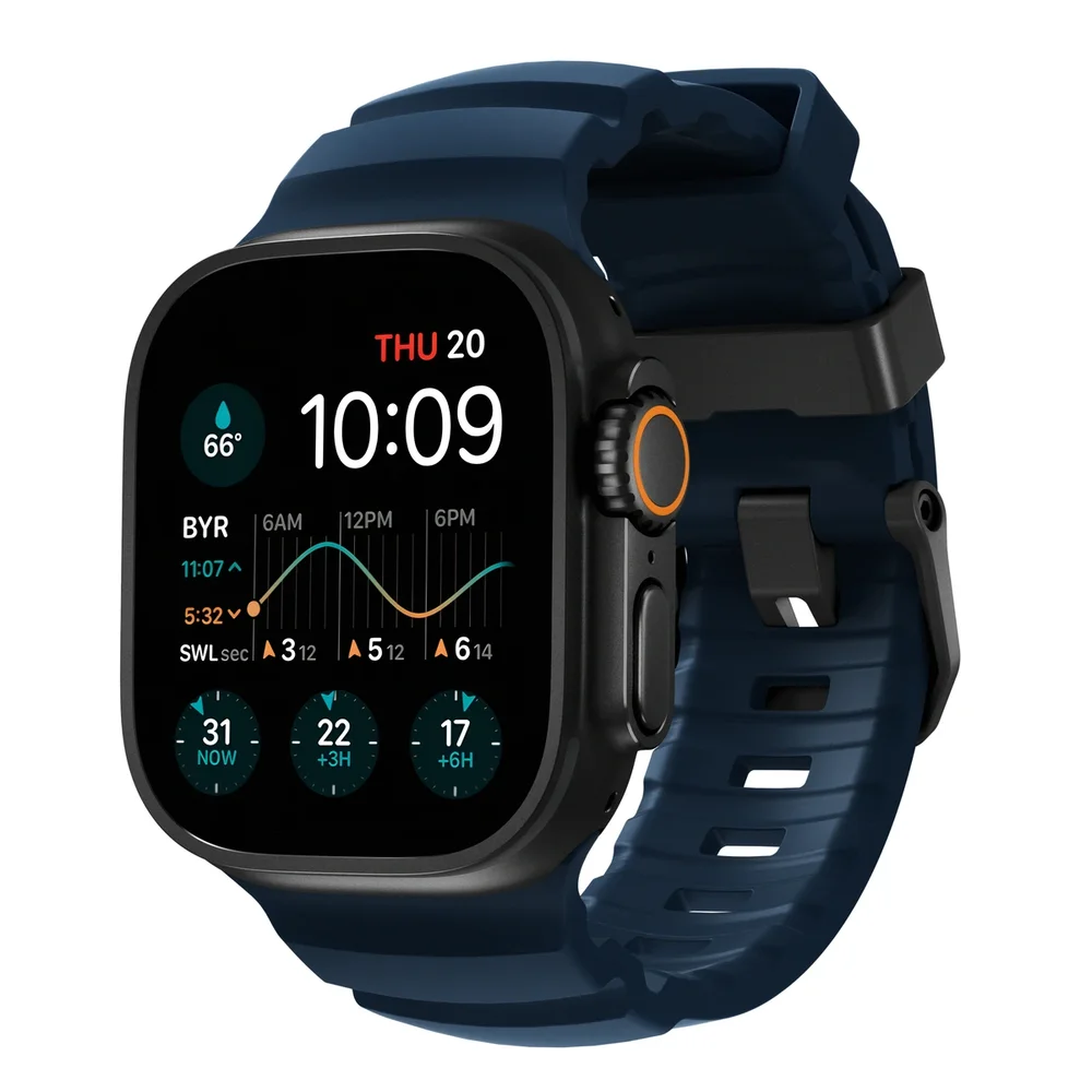 Nomad Apple Watch SE 3 44mm Reim Rocky Point (Black Hardware) Atlantic