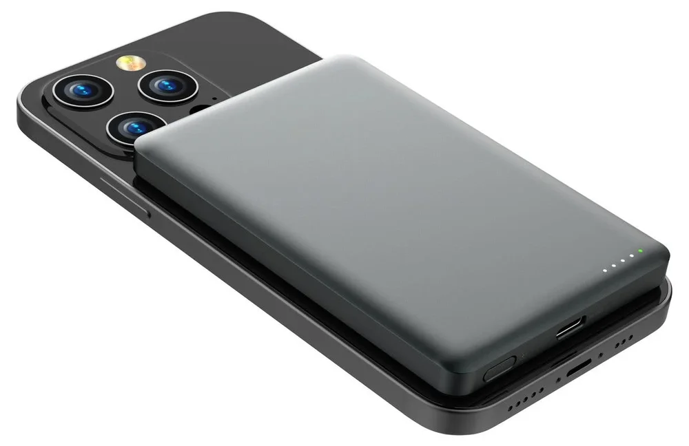 Clas Ohlson Trådlös Magnetisk Powerbank 5000mAh 15W, Grå
