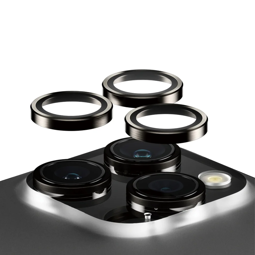 PanzerGlass iPhone 15 Pro Hoops linsebeskyttelse med aluminiumsramme, Svart
