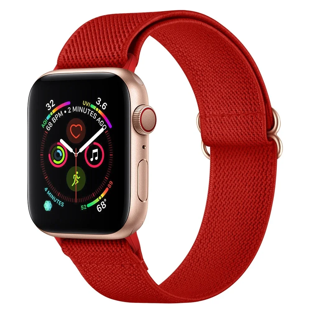 Apple Watch Series 12 42mm Elastisk reim, Rød Apple Watch Series 12 42mm Elastisk reim, Rød