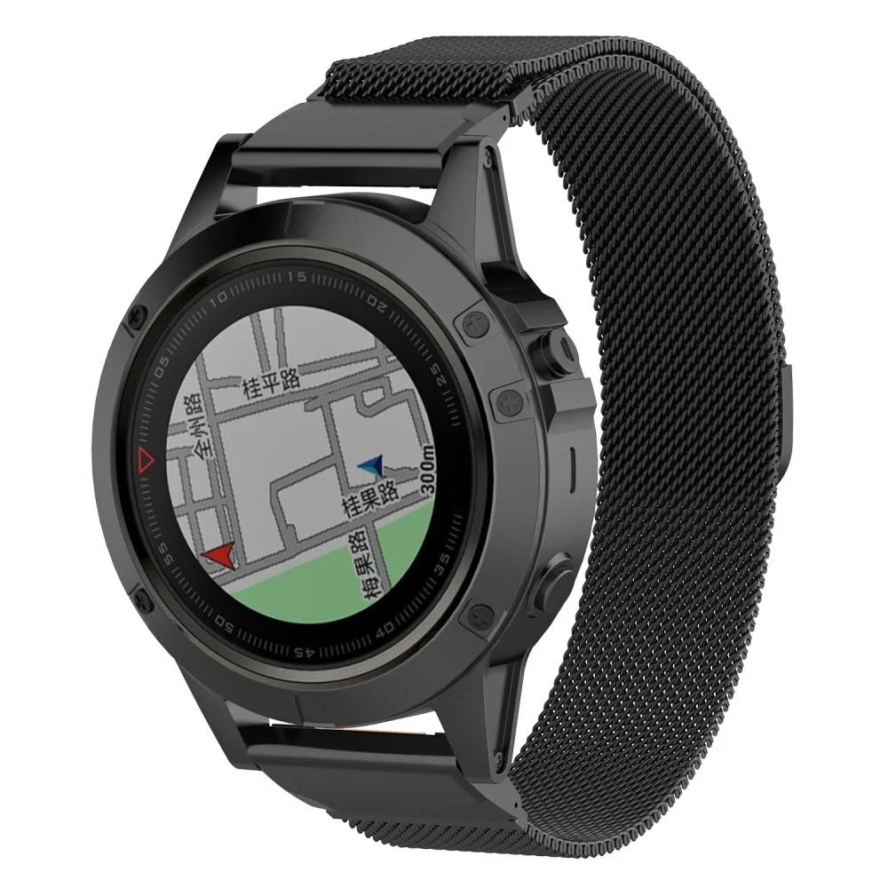 Garmin Fenix 5X/Fenix 5X Plus Reim Milanese Loop, Svart