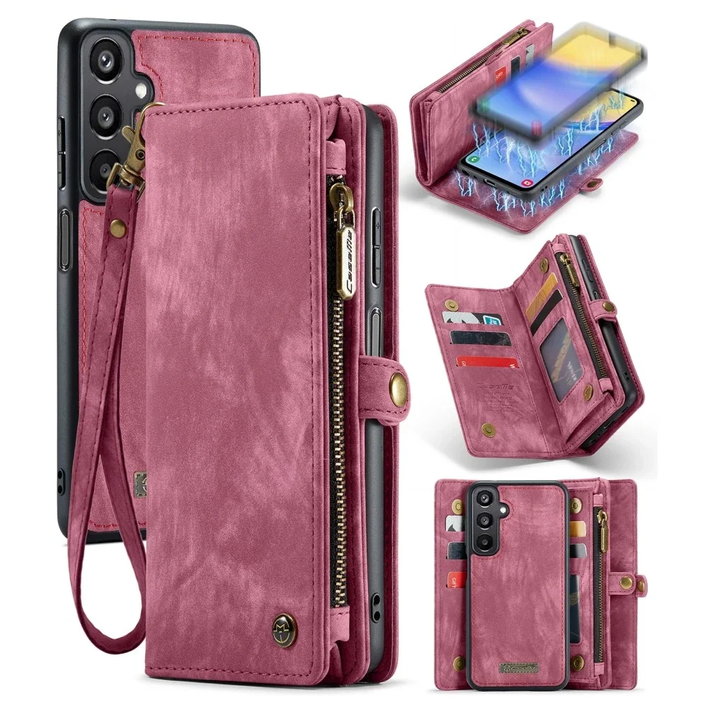 CaseMe Samsung Galaxy A05s Romslig lommeboketui med mange kortlommer, Rød CaseMe Samsung Galaxy A05s Romslig lommeboketui med mange kortlommer, Rød