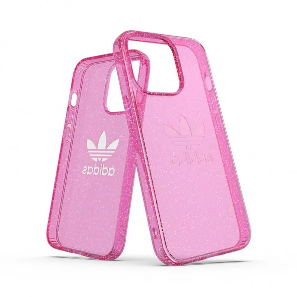 Adidas iPhone 13 Pro Deksel Beskyttende Klar Etui Glitter Rosa v:373621