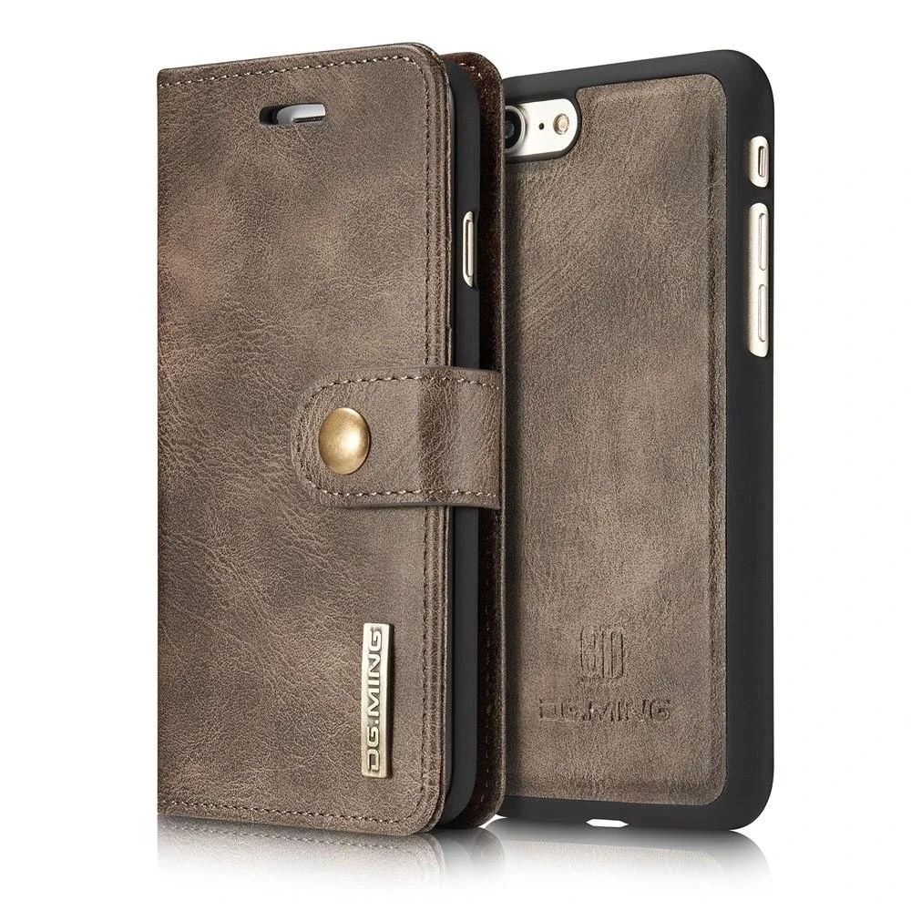 DG.MING iPhone 7 Lommeboketui med avtakbart deksel, Brown