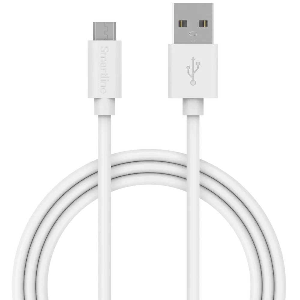 Smartline Ladekabel 1m MicroUSB, Hvit