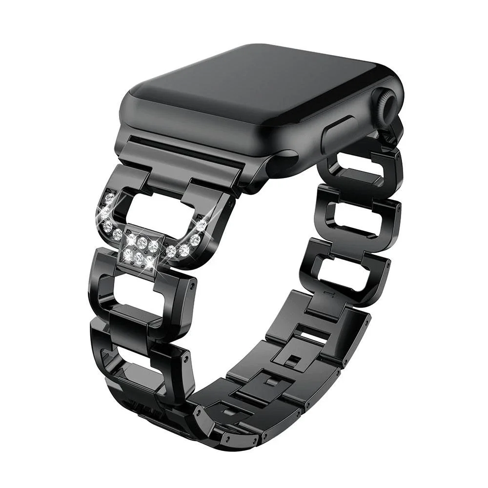 Apple Watch SE 3 40mm Luksuriøs reim med glitrende steiner, Svart Apple Watch SE 3 40mm Luksuriøs reim med glitrende steiner, Svart