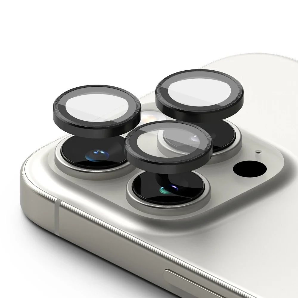 Ringke iPhone 16 Pro 2-pack Linsskydd med aluminiumsramme, Svart