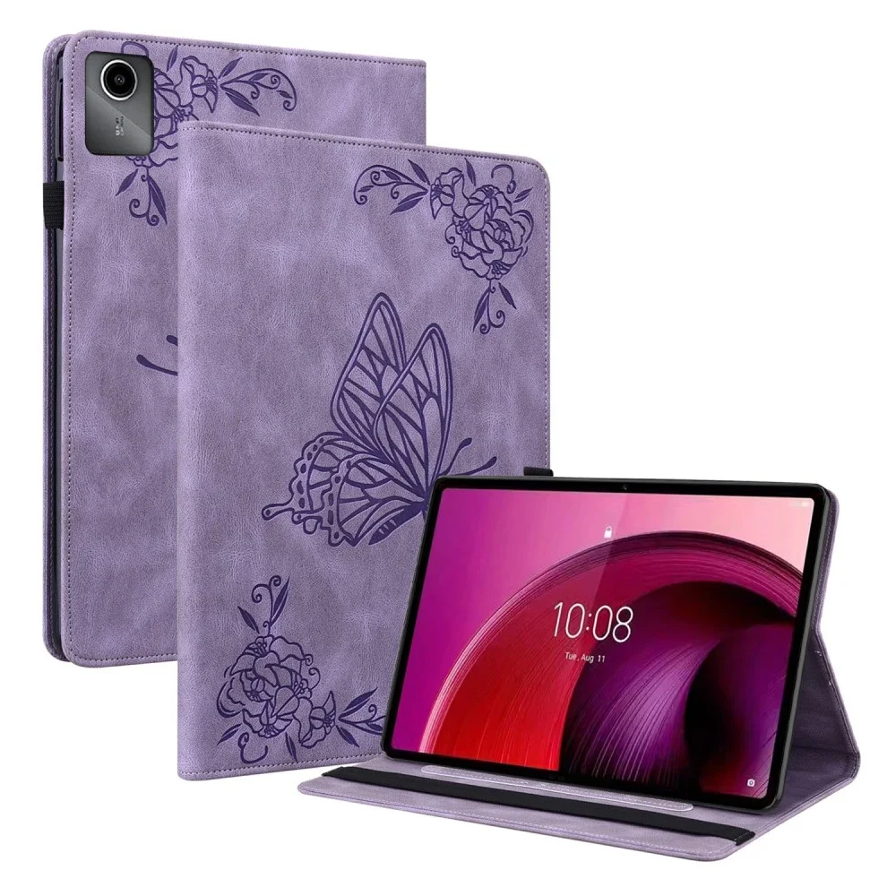Lenovo Tab M11 Fint etui med sommerfugler, Lilla Lenovo Tab M11 Fint etui med sommerfugler, Lilla