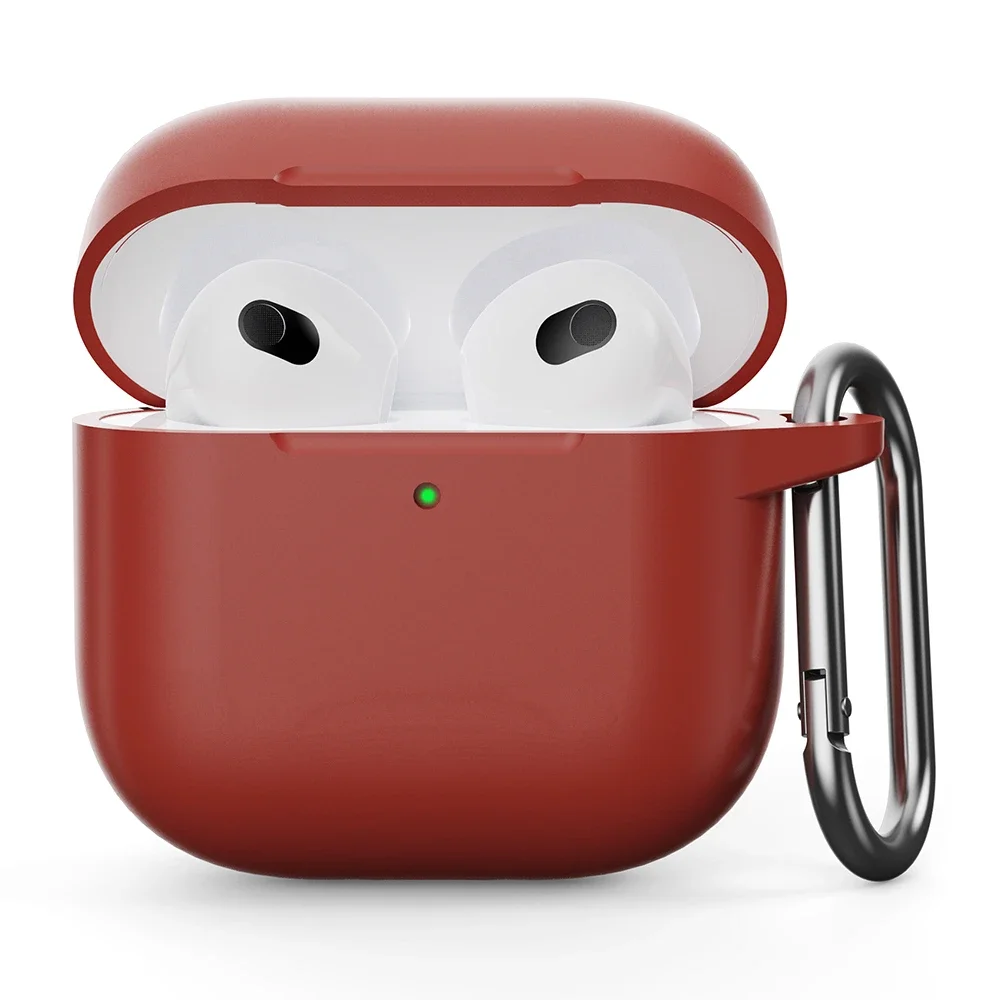 Apple AirPods 5 Silikondeksel med karabinkrok, Rød