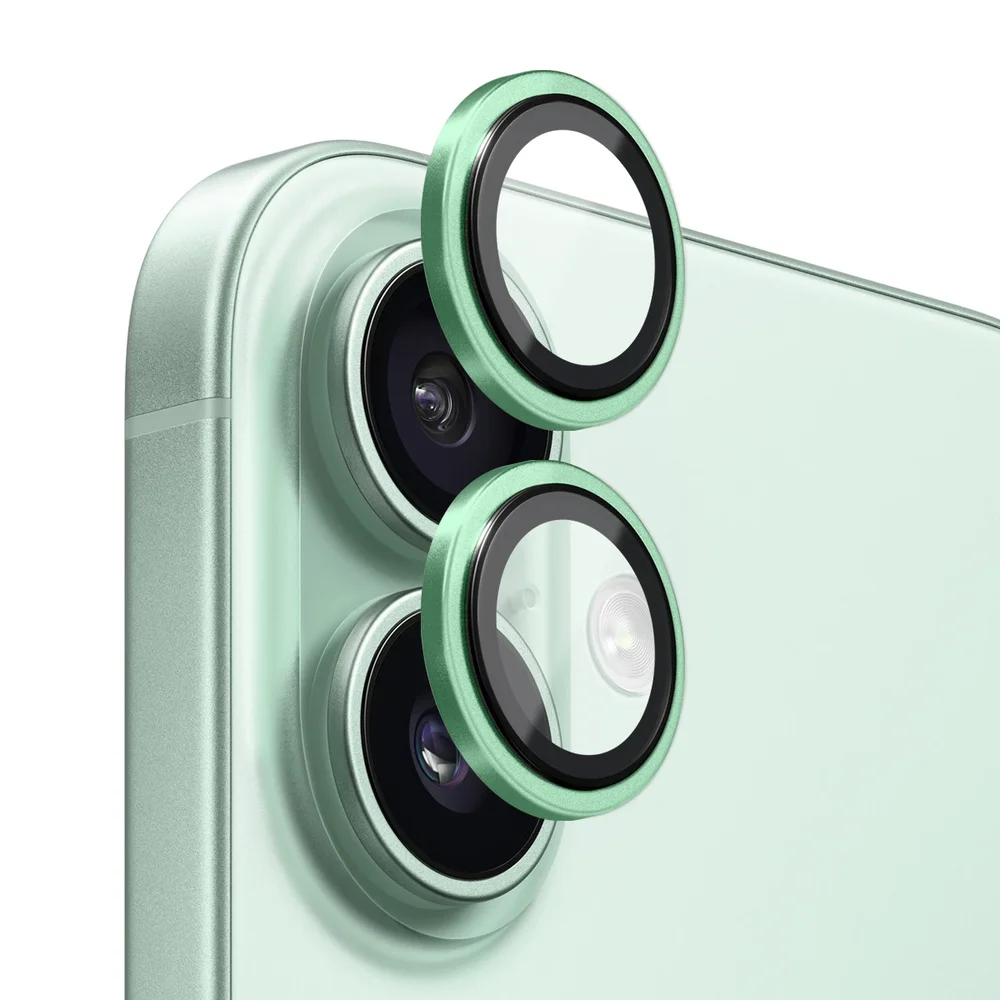 NORTHJO iPhone 17 Linsebeskytter i herdet glass med aluminiumsramme Grønn