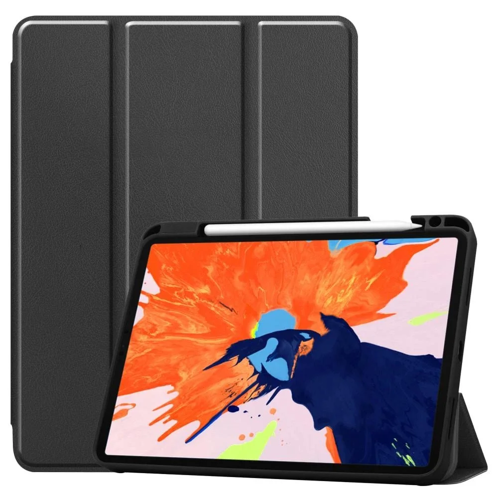 Apple iPad Pro 12.9 3rd Gen (2018) Tri-fold etui med pennholder, Svart
