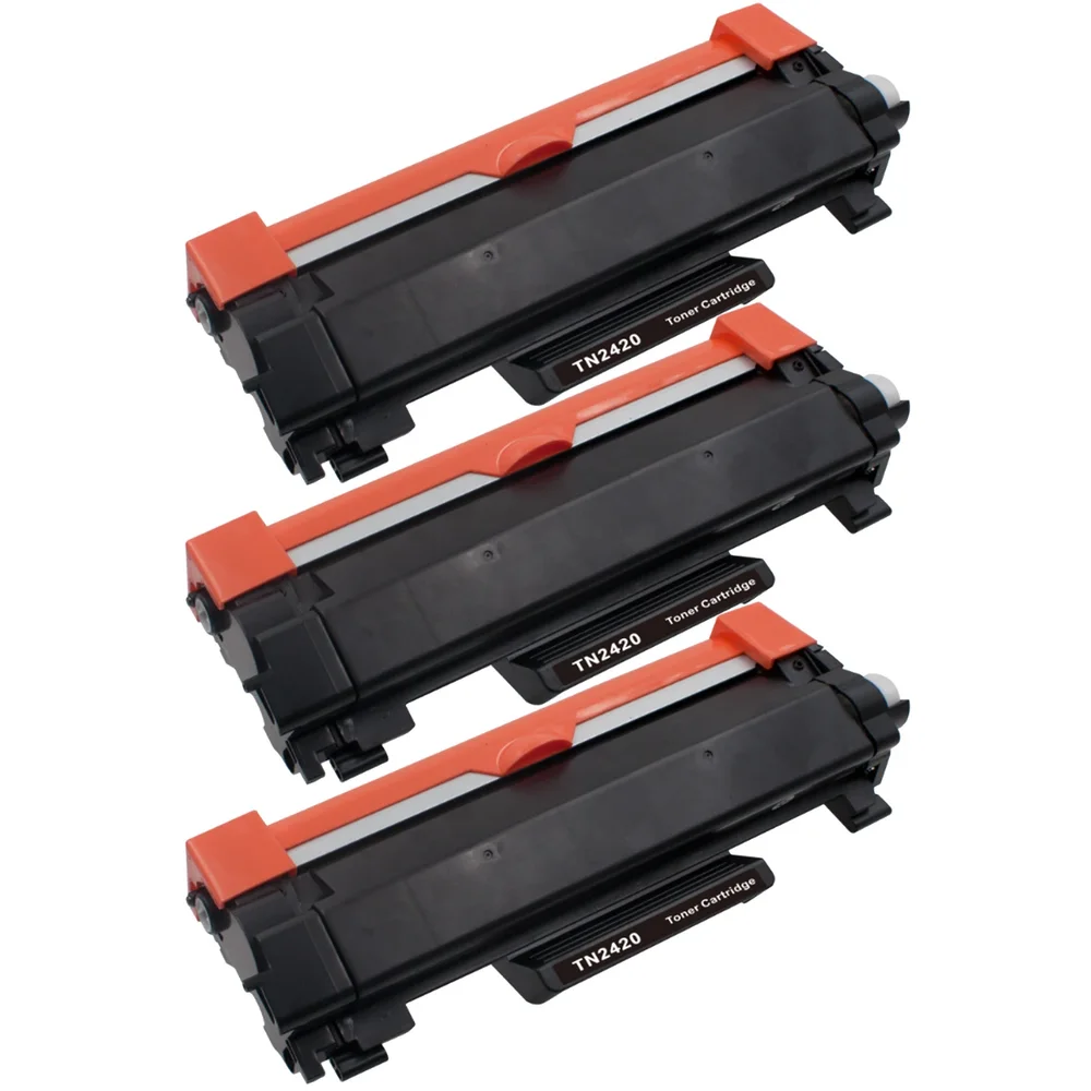 3-pack Toner Brother DCP-L2537DW – erstatter Brother TN-2410, Svart, 1200 sider