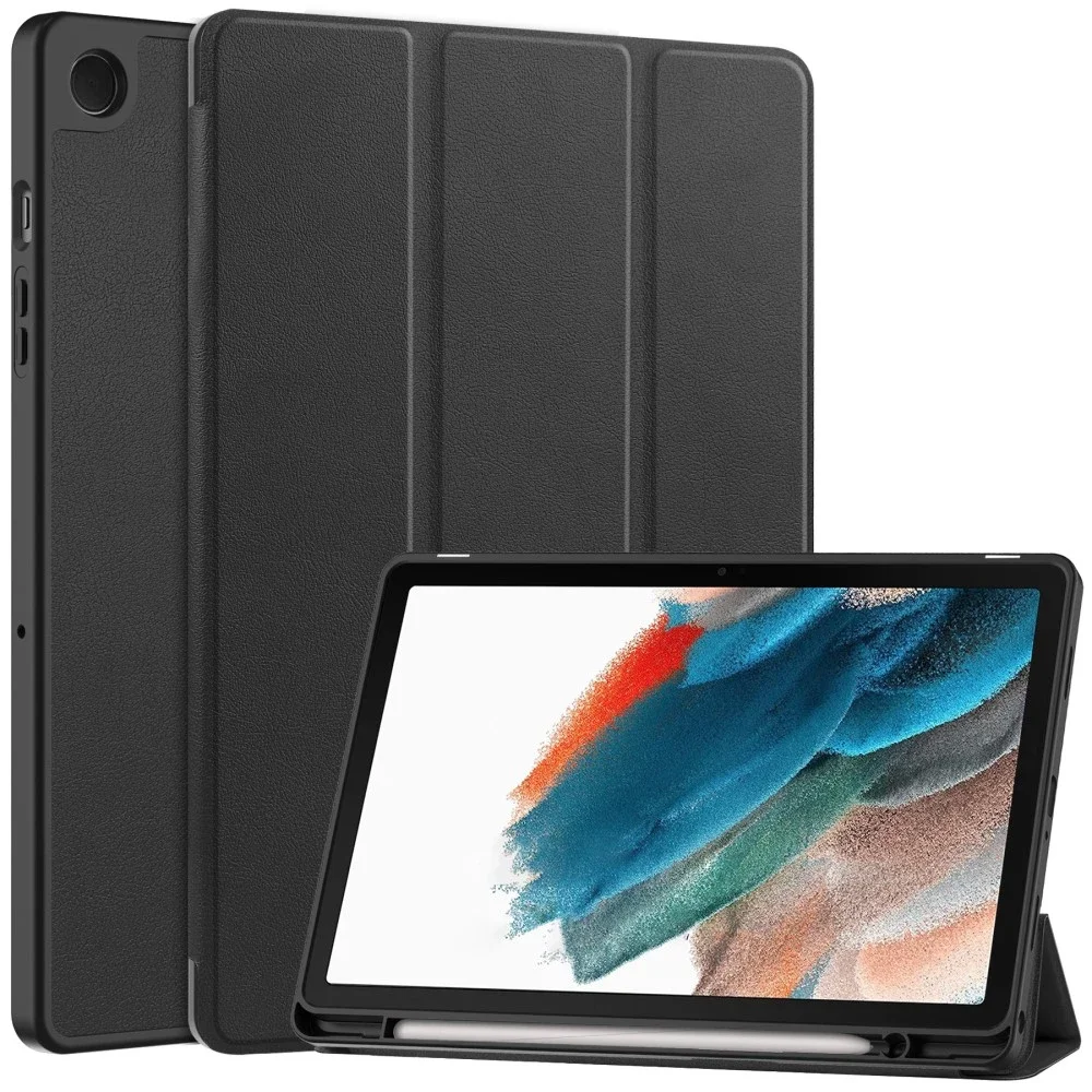 Samsung Galaxy Tab A9 Plus Tri-fold etui med pennholder, Svart Samsung Galaxy Tab A9 Plus Tri-fold etui med pennholder, Svart