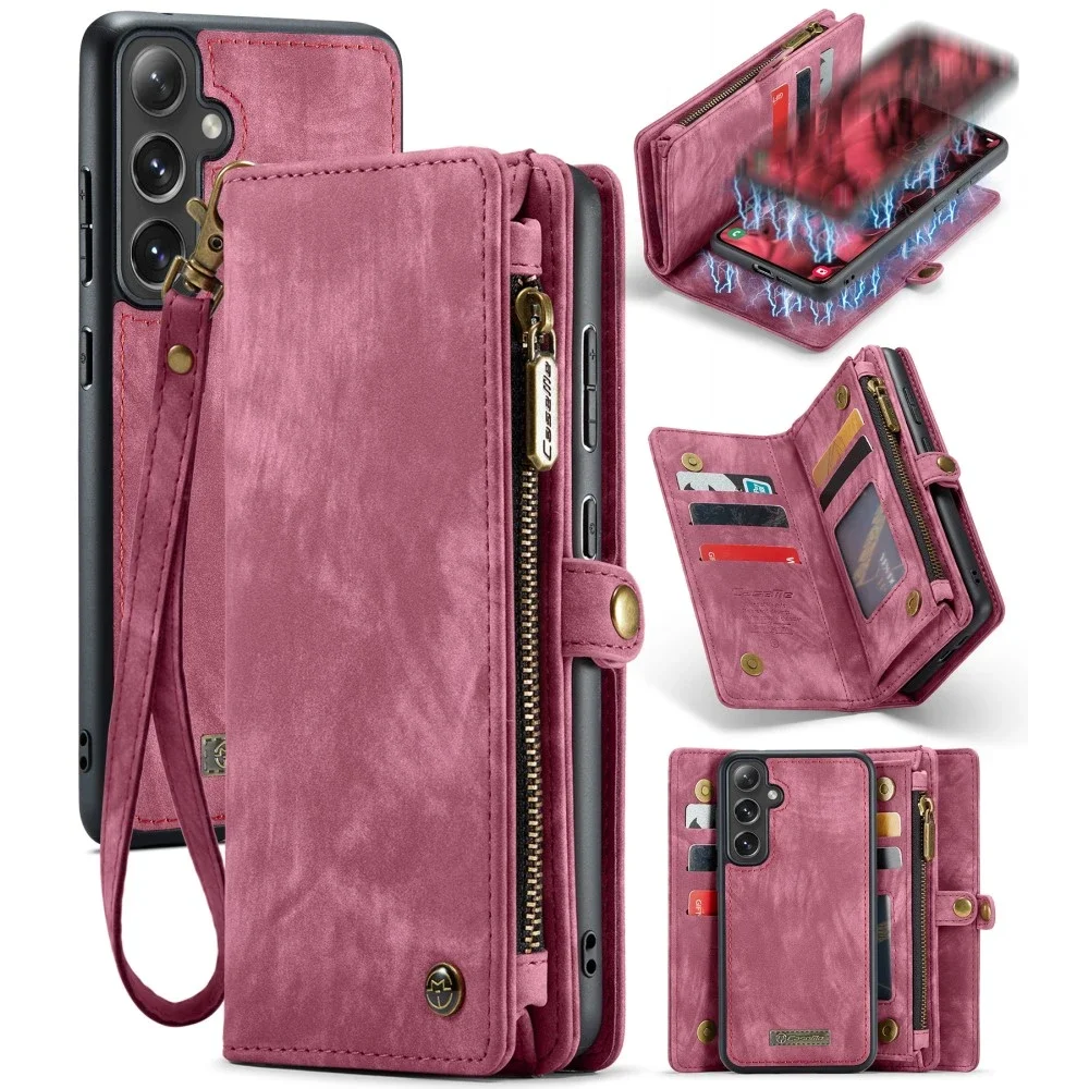 CaseMe Samsung Galaxy S24 Plus Romslig lommeboketui med mange kortlommer, Rød CaseMe Samsung Galaxy S24 Plus Romslig lommeboketui med mange kortlommer, Rød