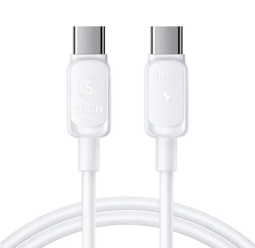 SiGN PD Kabel USB-C til USB-C 100W 1.2m, Hvit