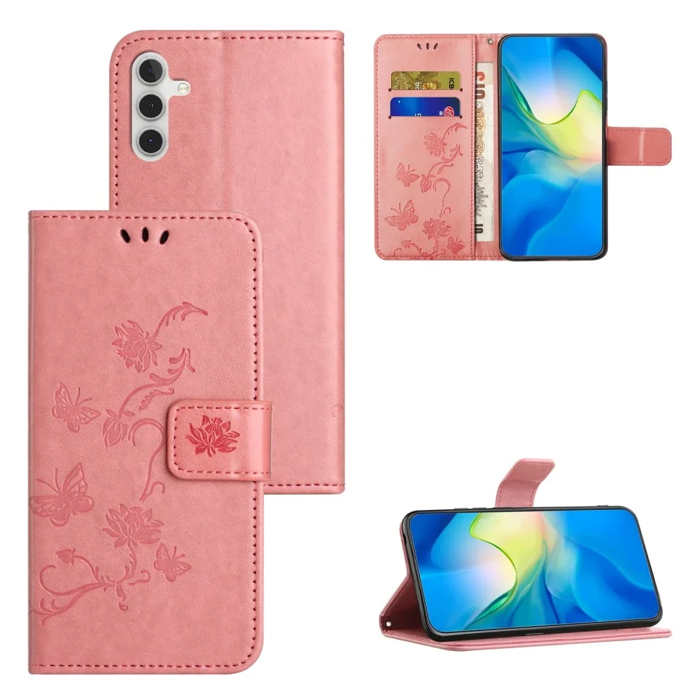 Samsung Galaxy S25 Mobiletui med sommerfugler, Rosa