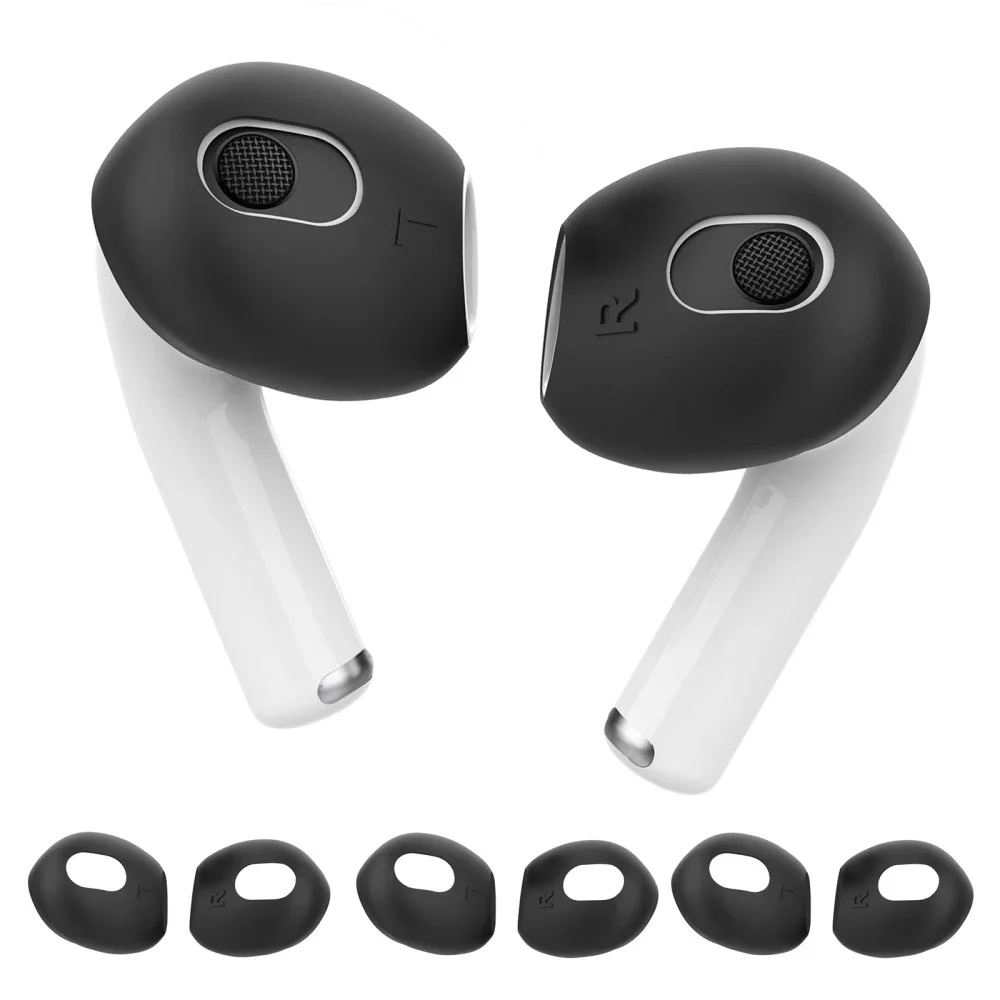 Ahastyle Apple AirPods 3 3-pack øreputer i silikon, Svart Ahastyle Apple AirPods 3 3-pack øreputer i silikon, Svart