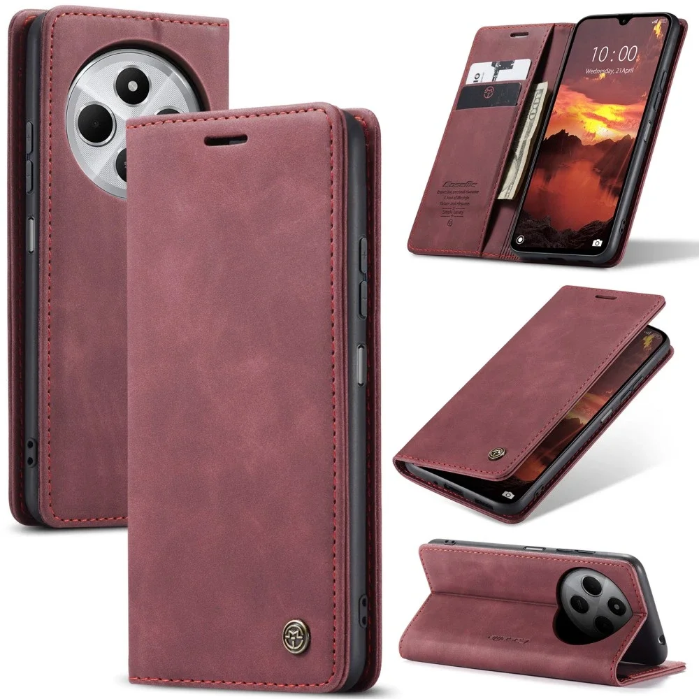 CaseMe Xiaomi Redmi 14C Slankt lommeboketui, Rød