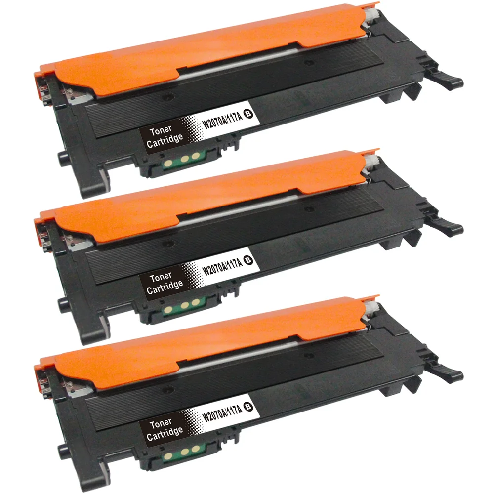 3-pack Toner HP Color Laser MFP 179fnw – erstatter HP 117A / W2070A, Svart, 1000 sider