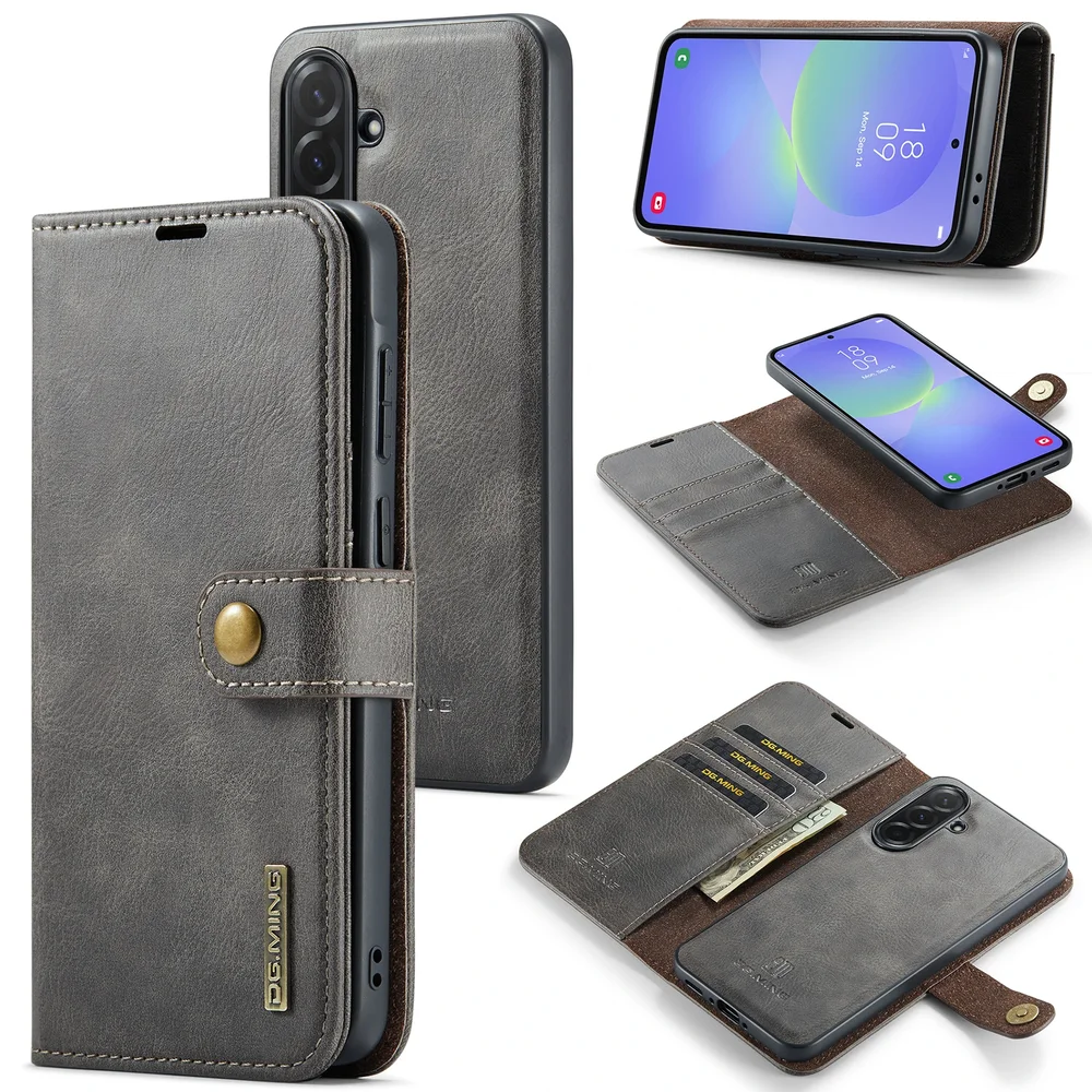 DG.MING Samsung Galaxy A37 Lommeboketui med avtakbart deksel, Brown