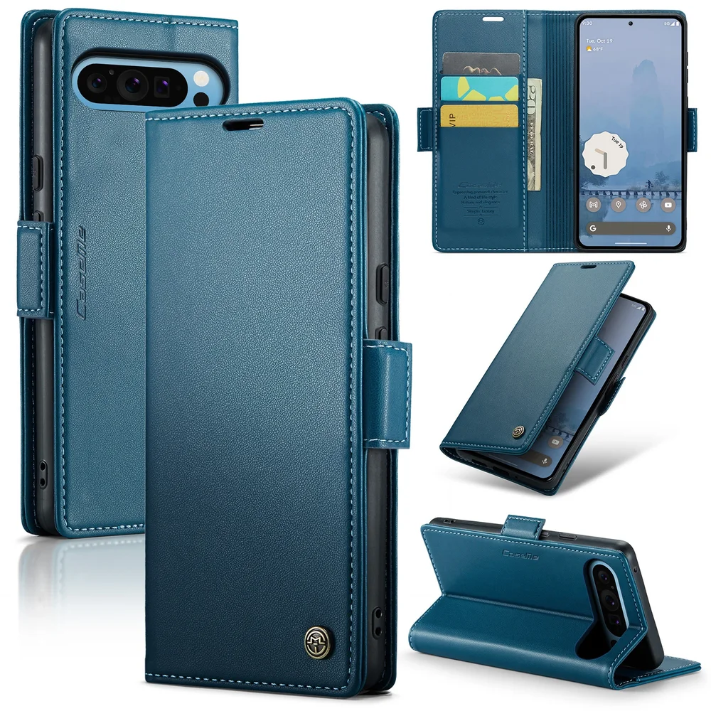 CaseMe Google Pixel 10 Pro XL Slankt RFID-lommeboketui, Blå CaseMe Google Pixel 10 Pro XL Slankt RFID-lommeboketui, Blå