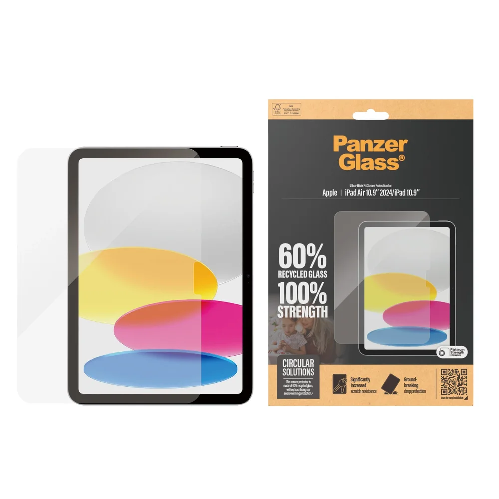 PanzerGlass Apple iPad Air 11 7th Gen (2025) Skjermbeskytter i ripebestandig herdet glass - Ultra Wide Fit