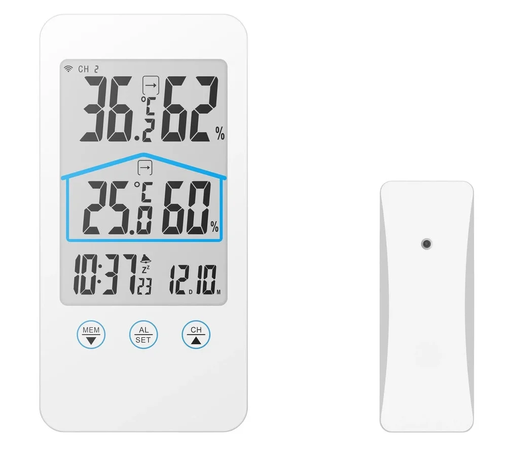 Clas Ohlson Trådløst hygrometer/termometer for innendørs bruk, Hvit Clas Ohlson Trådløst hygrometer/termometer for innendørs bruk, Hvit