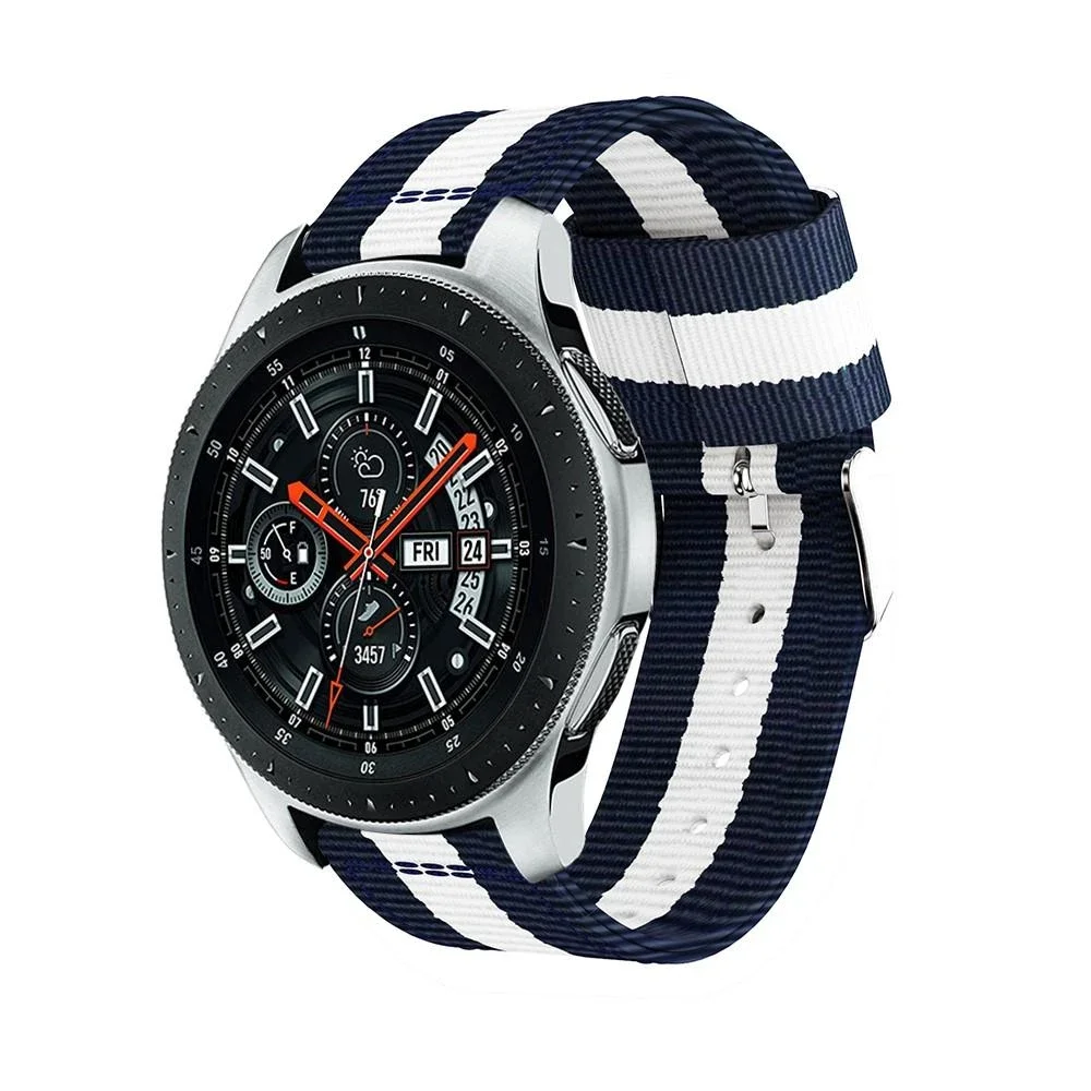 Samsung Galaxy Watch 46mm Reim i nylon, blå/hvit