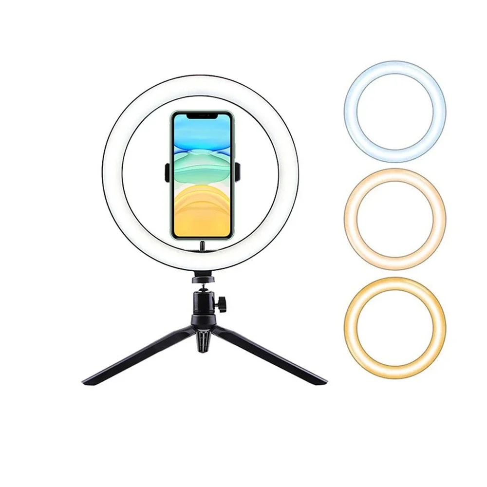 LED-ringlys med stativ, Svart
