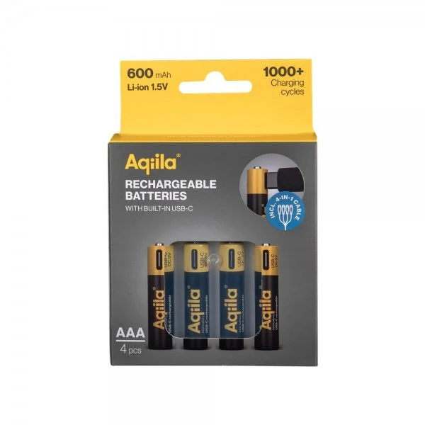 Aqiila Rechargeable AAA Battery USB-C 4-pack v:415508