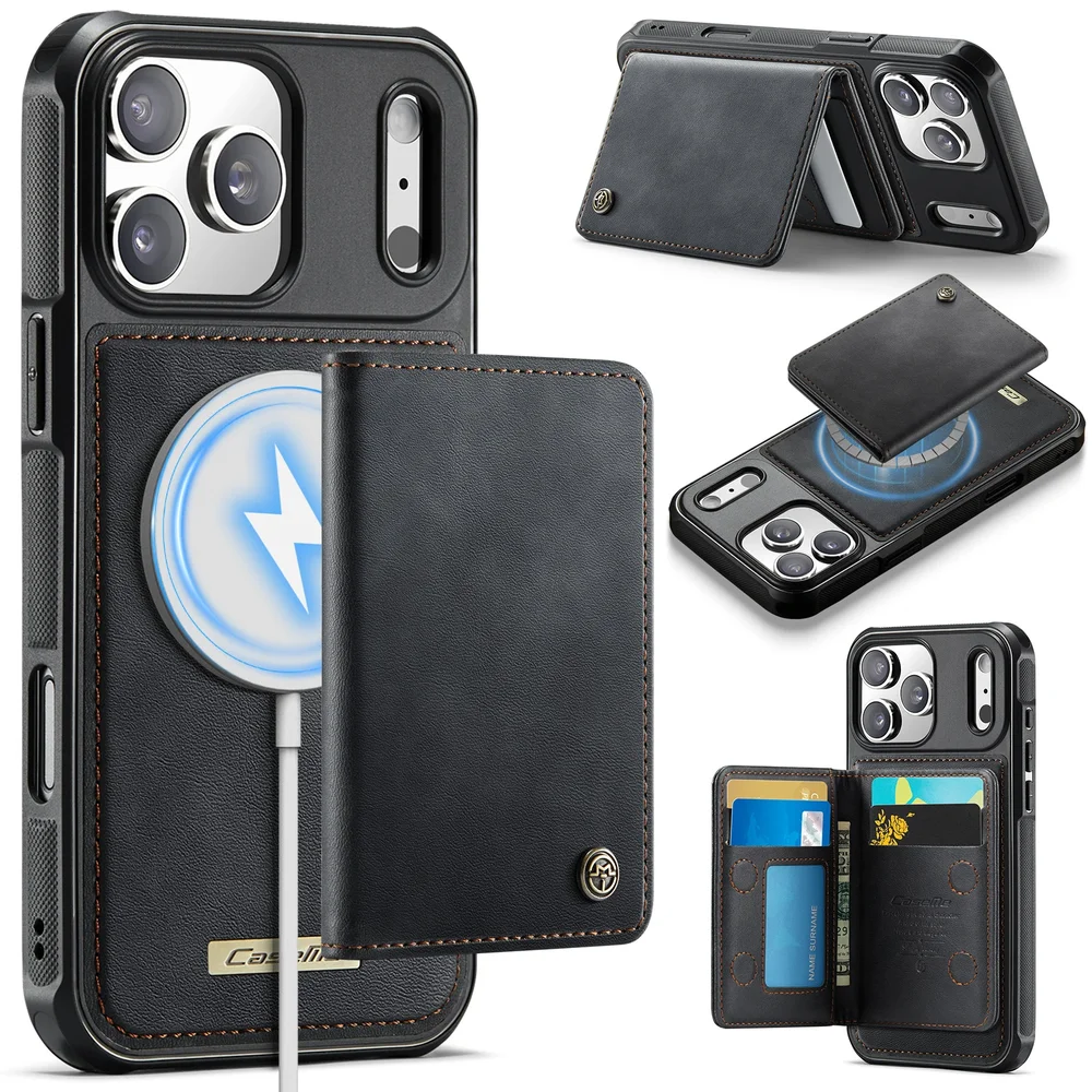 CaseMe iPhone 17 Pro Lommebokdeksel med avtakbar lommebok Svart CaseMe iPhone 17 Pro Lommebokdeksel med avtakbar lommebok Svart