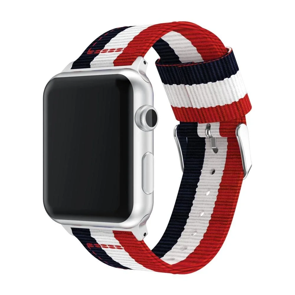 Apple Watch Series 8 45mm Reim i nylon, blå/hvit/rød