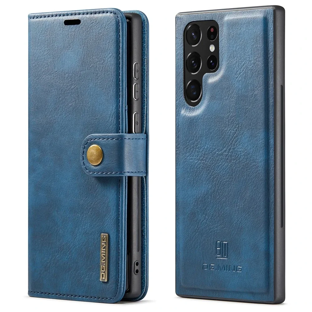DG.MING Samsung Galaxy S22 Ultra Lommeboketui med avtakbart deksel, Blue