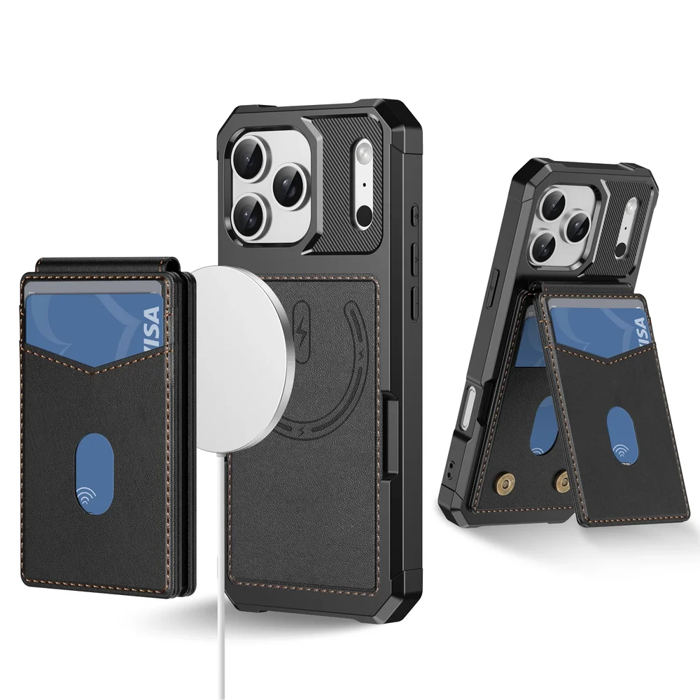 iPhone 17 Pro Max Magnetisk mobildeksel med avtakbar lommebok, Svart