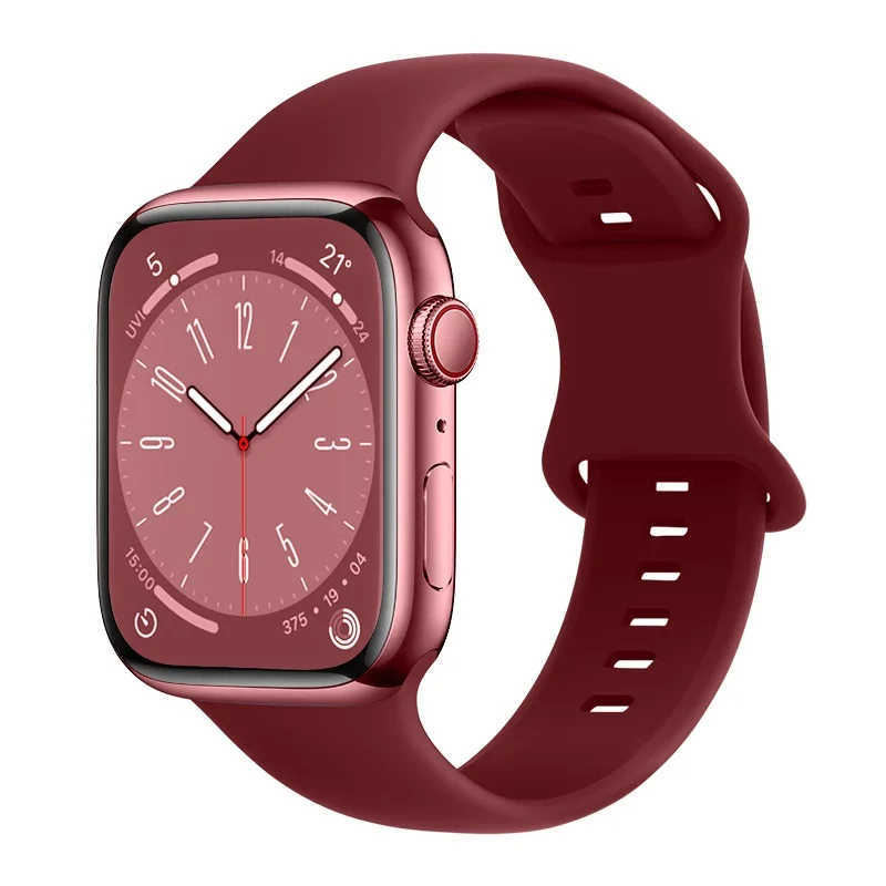 Apple Watch Series 12 42mm Reim i silikon, Burgunder Apple Watch Series 12 42mm Reim i silikon, Burgunder