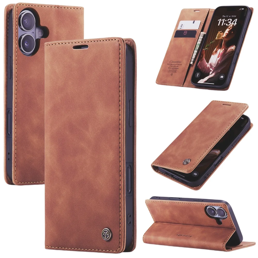 CaseMe iPhone 16 Slankt lommeboketui, Brun
