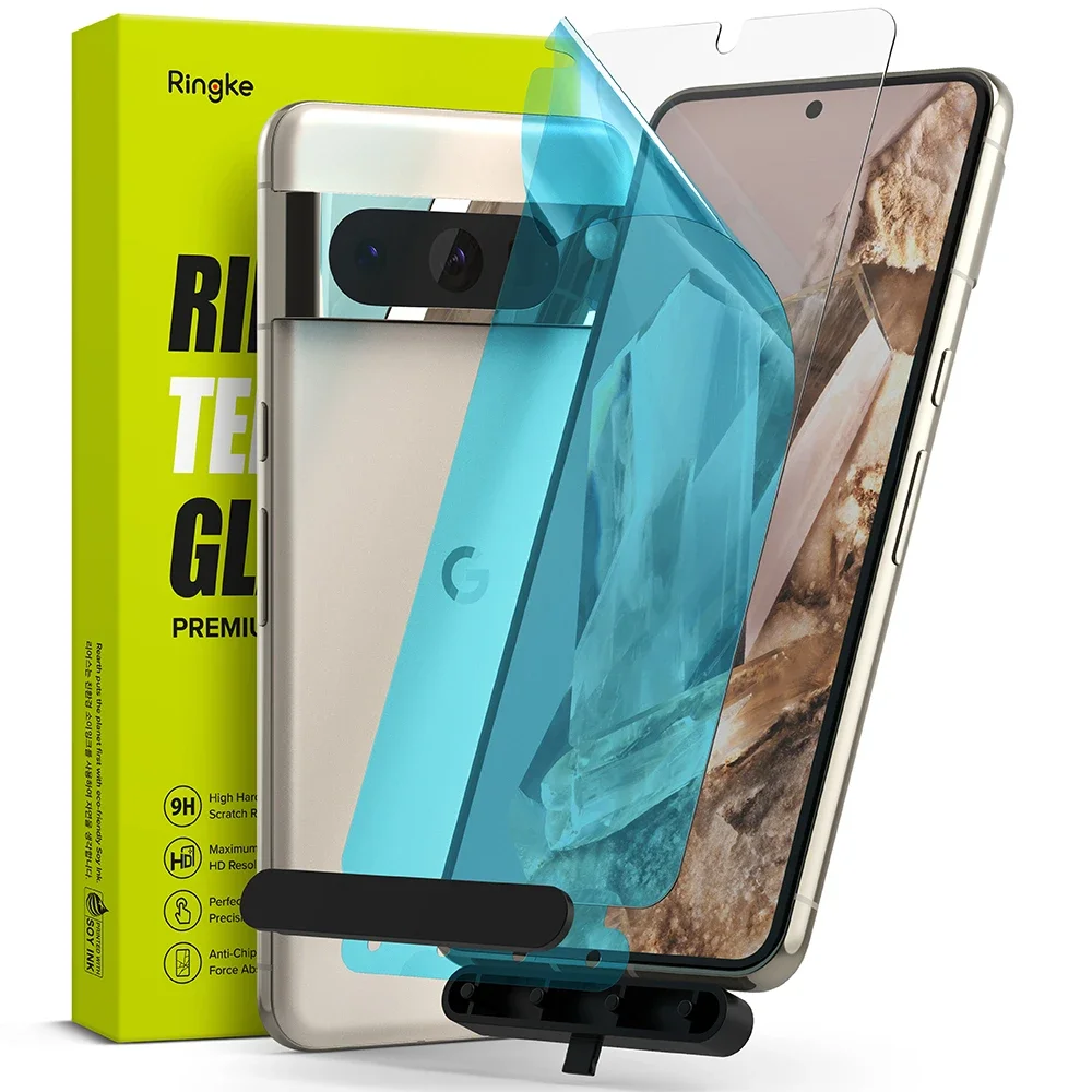Ringke Google Pixel 8 Pro Skjermbeskytter i glass med monteringsverktøy (2-pack)