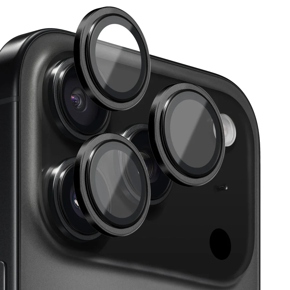 NORTHJO iPhone 17 Pro Linsebeskytter i herdet glass med aluminiumsramme Svart