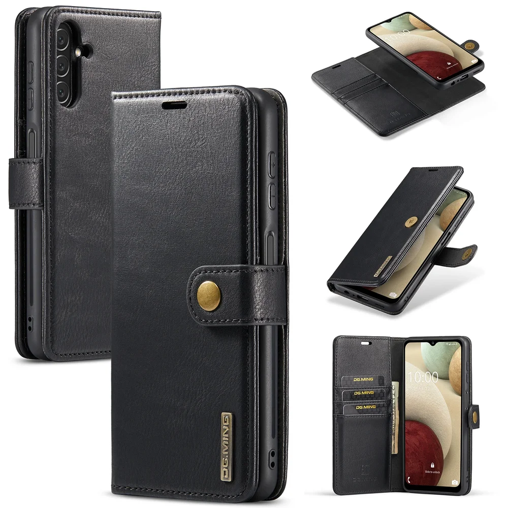DG.MING Samsung Galaxy A14 Lommeboketui med avtakbart deksel, Black
