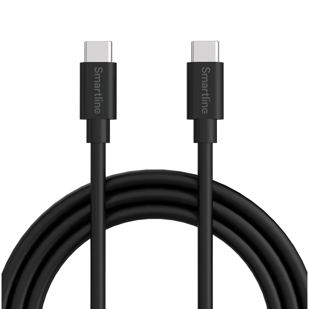 Smartline Ladekabel 2m USB-C - USB-C, Svart