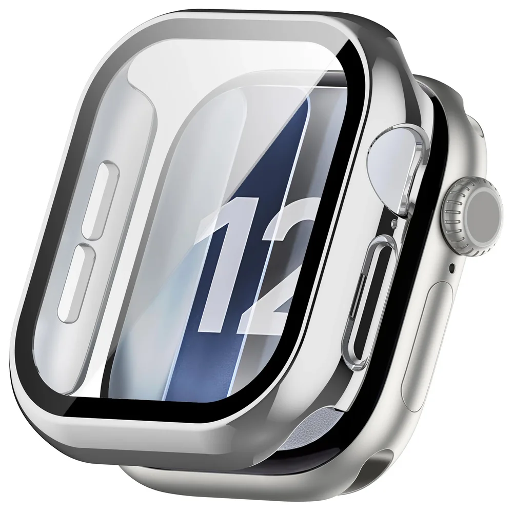Apple Watch Series 12 42mm Heldekkende deksel med skjermbeskytter, Sølv