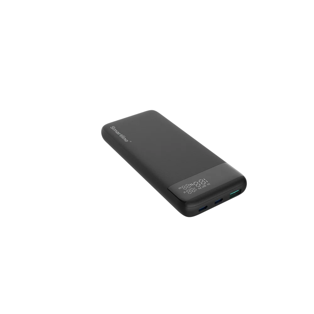 Smartline Powerbank 10000 mAh Display 30W PD, Svart