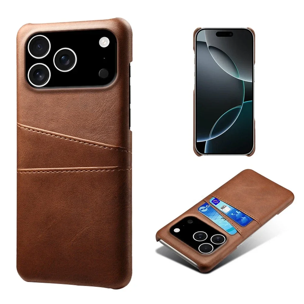 tectTech iPhone 17 Pro Stilig deksel med 2 kortlommer, Brun