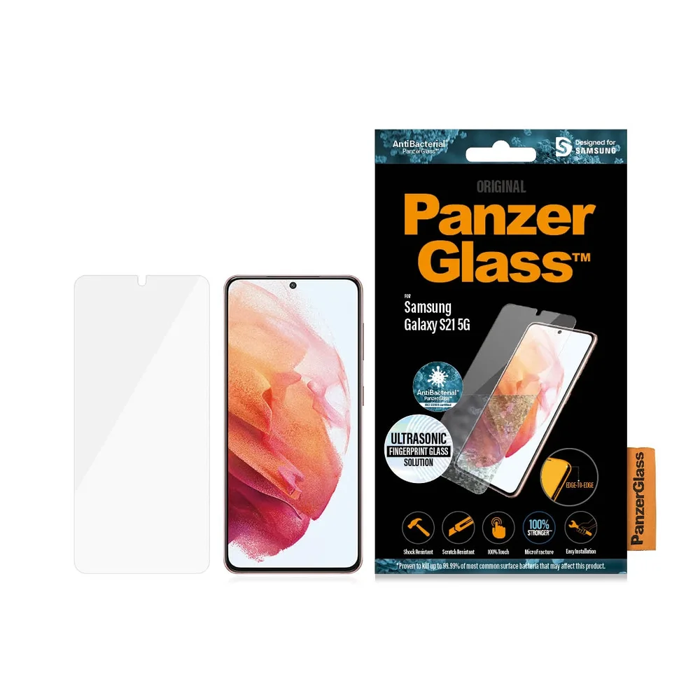 PanzerGlass Samsung Galaxy S21 Skjermbeskytter i ripebestandig herdet glass - Edge-to-Edge