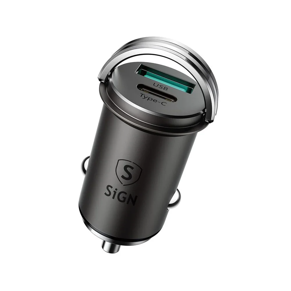 SiGN Mini billader PD USB-C + USB-A 20W, Svart
