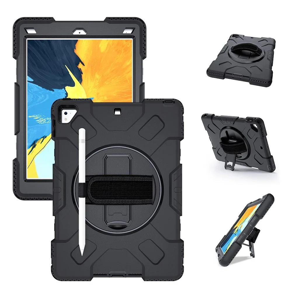 Apple iPad 9.7 6th Gen (2018) Tøft hybriddeksel med skulderrem Svart